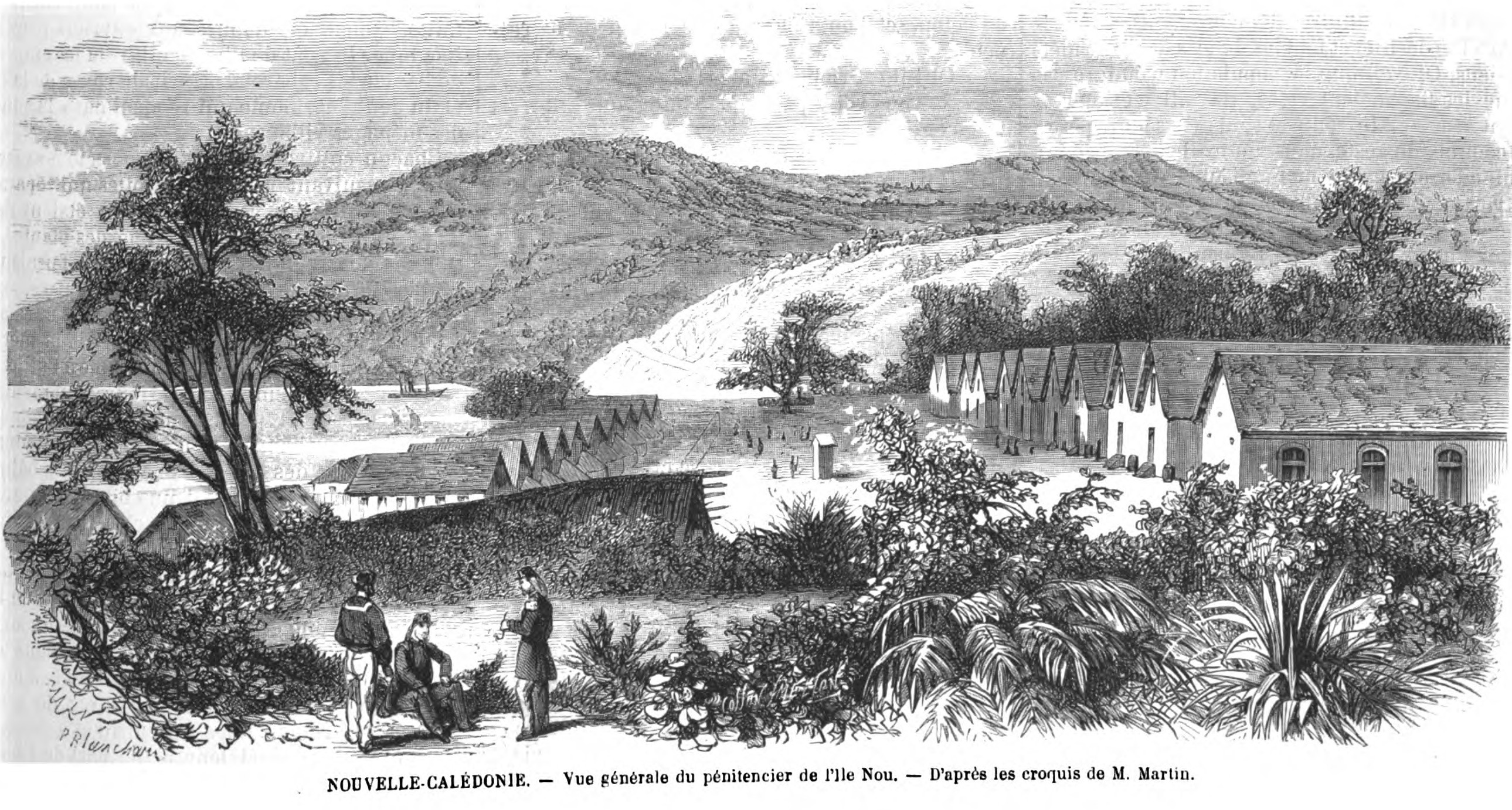 Pénitencier de l'Ile Nou en Nouvelle-Calédonie (source : L'Illustration du 1er août 1868)