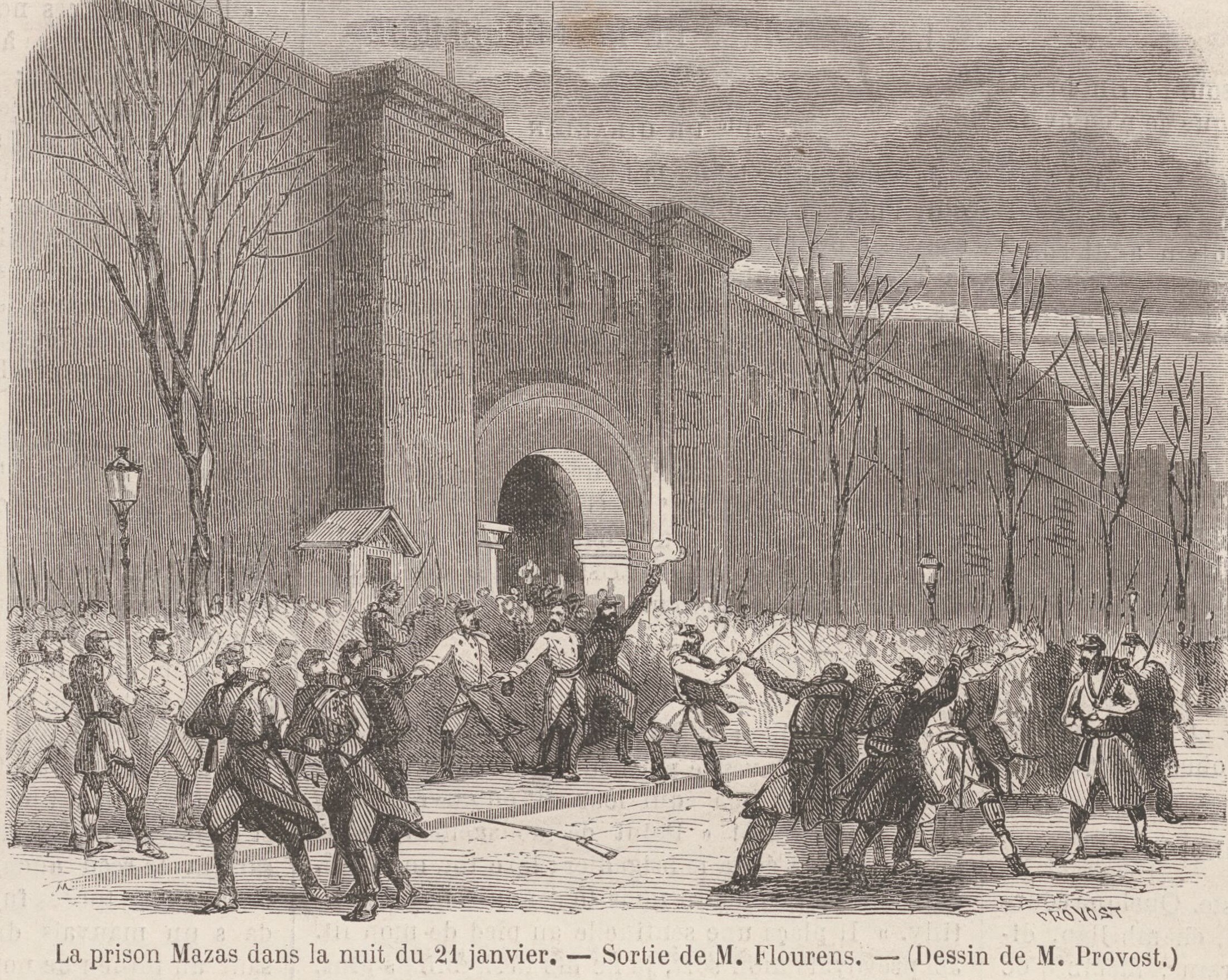 21 janvier 1871 - Sortie de Flourens de la prison Mazas (Le Monde Illustré du 28 janvier 1871)
