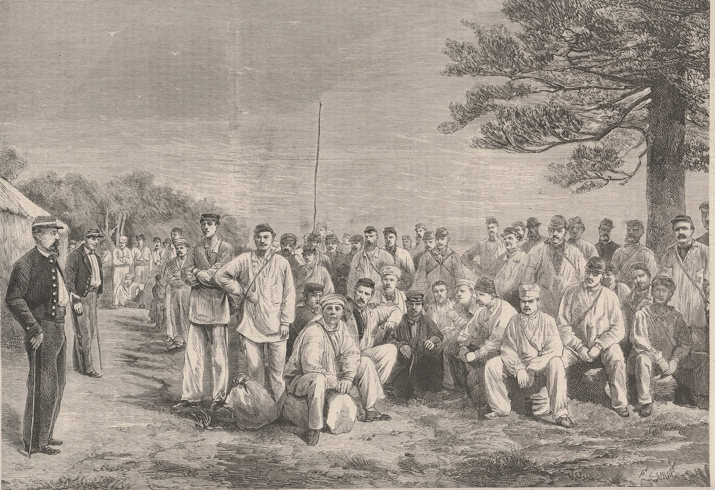 Arrivée des déportés de la Danaé en Nouvelle-Calédonie (source : Le Monde Illustré du8 février 1873)