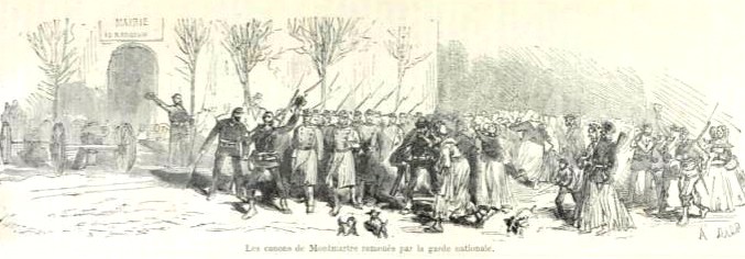 Les canons de Montmartre restitués aux Parisiens par la Garde nationale, 18 mars 1871