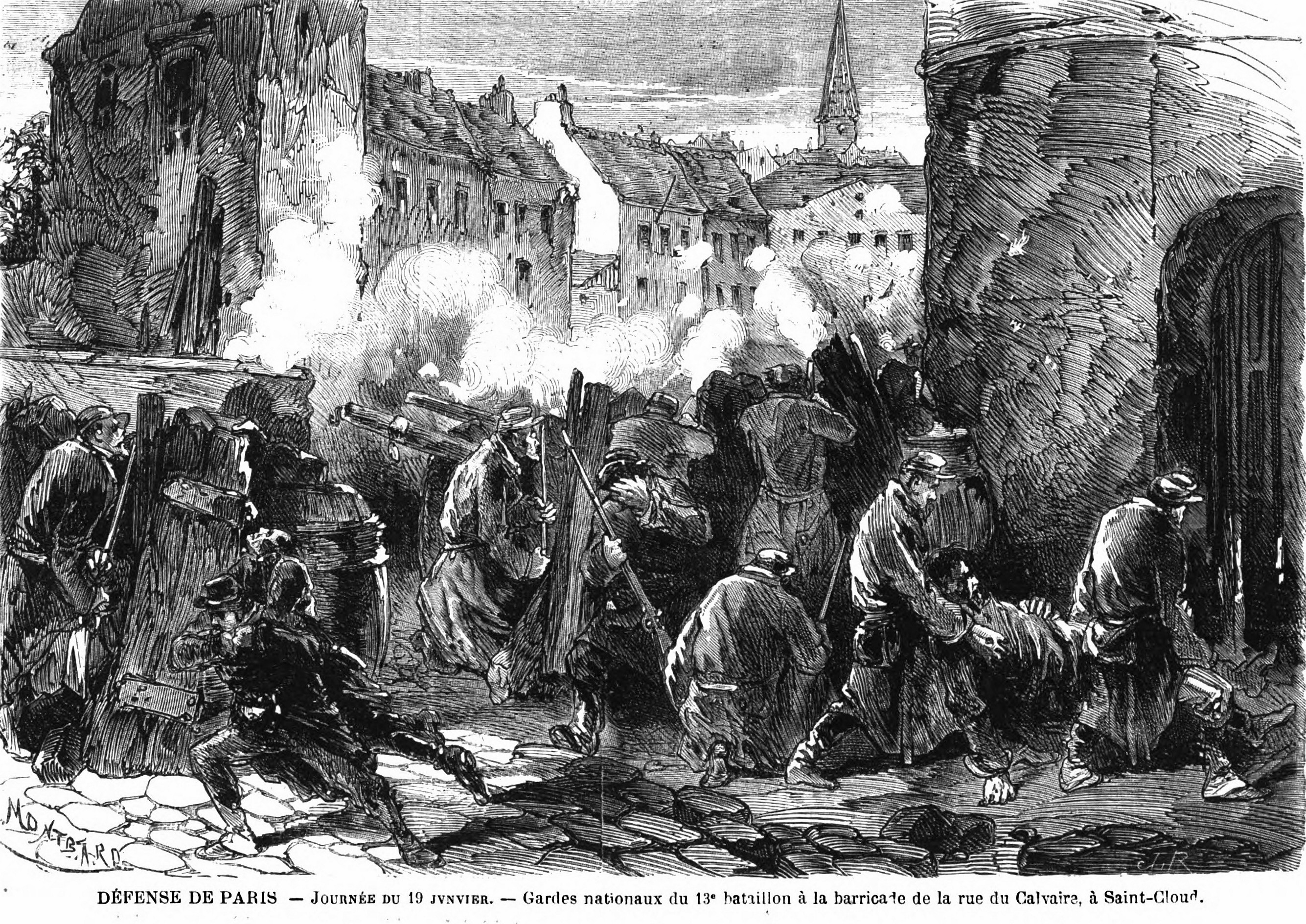 Combats des Gardes natiaunaux à Saint Cloud le 17 janvier 1871 (Source : L'Illustration - Journal Universel du 28 janvier 1871)