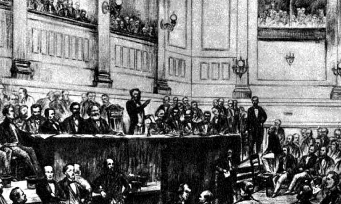 Fondation de l’Association internationale des travailleurs, 1er congrès de l'A.I.T. en 1864, à Londres.