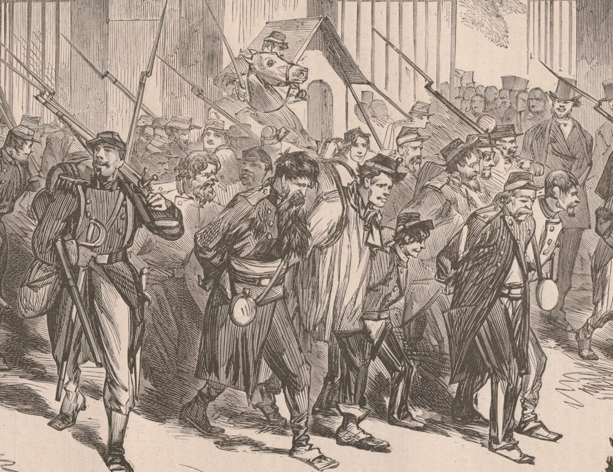 3 juin 1871, fédérés prisonniers arrivant à Versailles, d’après un dessin de Vierge