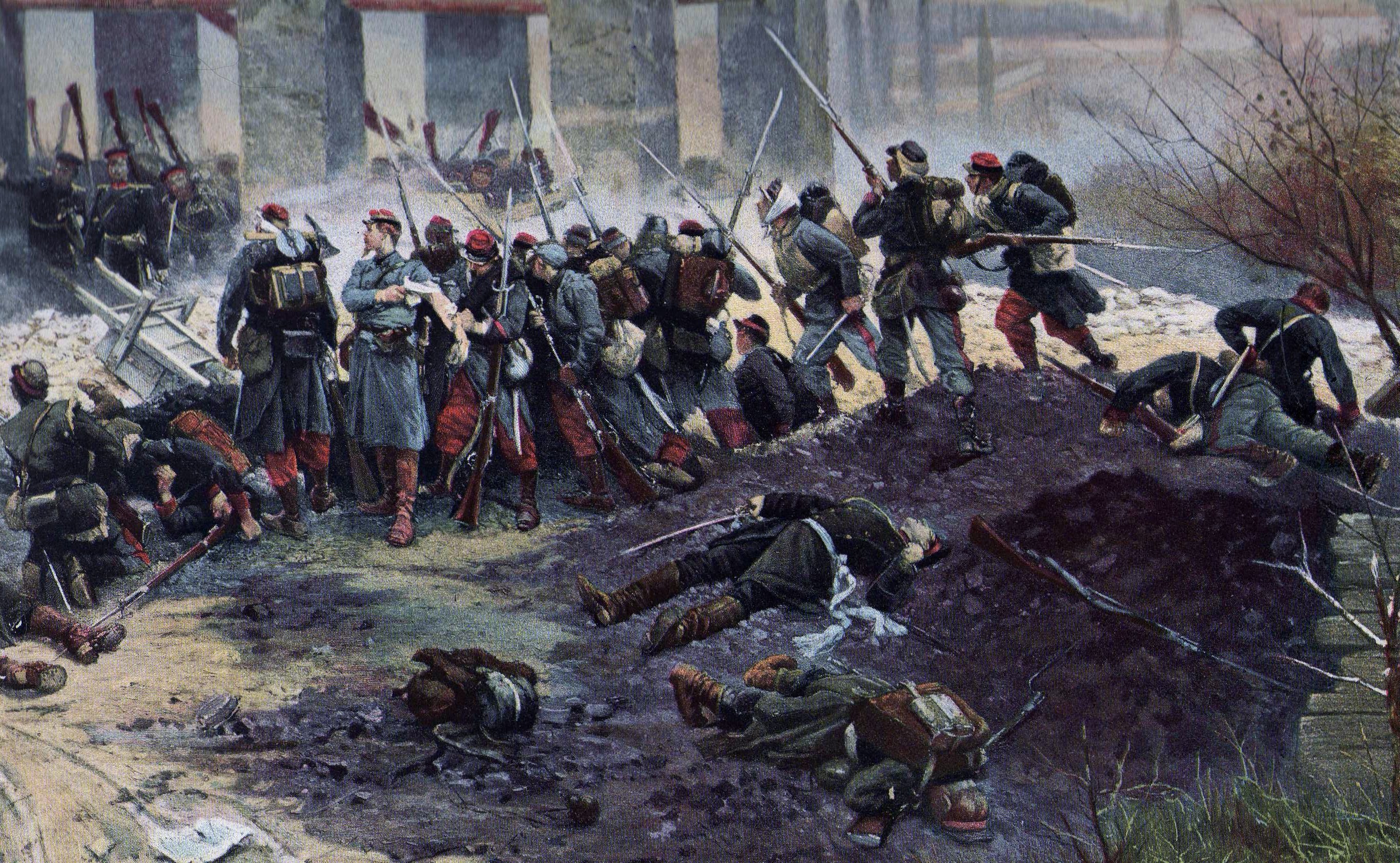 Le four à chaux (détail). Fragment de La Bataille de Champigny, panorama d'Alphonse de Neuville et Édouard Detaille.