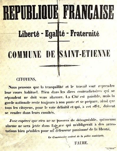 Affiche de la Commune de Saint-Etienne - 1871