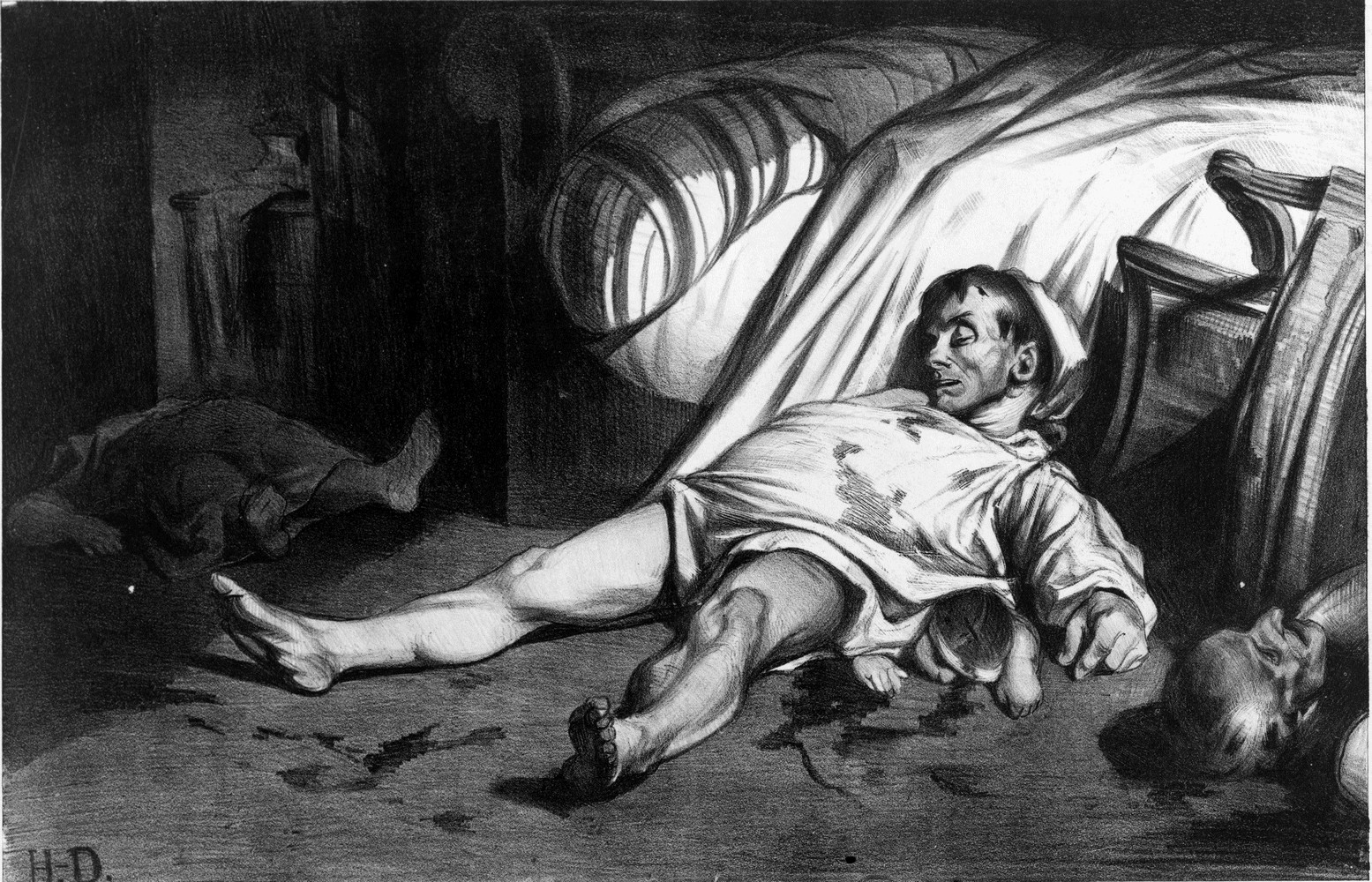 Honoré Daumier - Massacre rue Transnonain, le 15 Avril 1834 -Lithographie (Source :  Library of Congress's, Prints and Photographs division,USA)