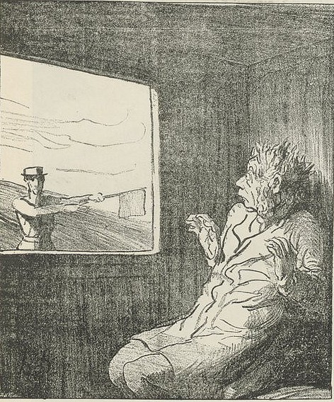 "Les trains parlementaires" ou "la terreur du drapeau rouge" - Lithographie de Daumier (Collection du Cabinet des Estampes)
