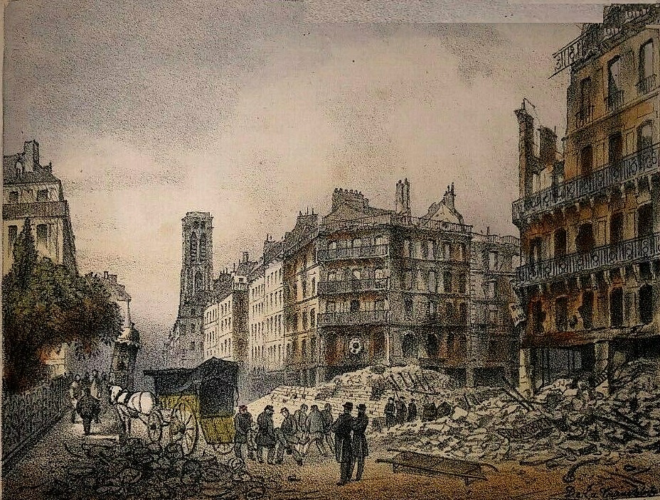 Desastre de Paris - Mai 1871, inhumation provisoire dans le square la tour Saint-Jacques