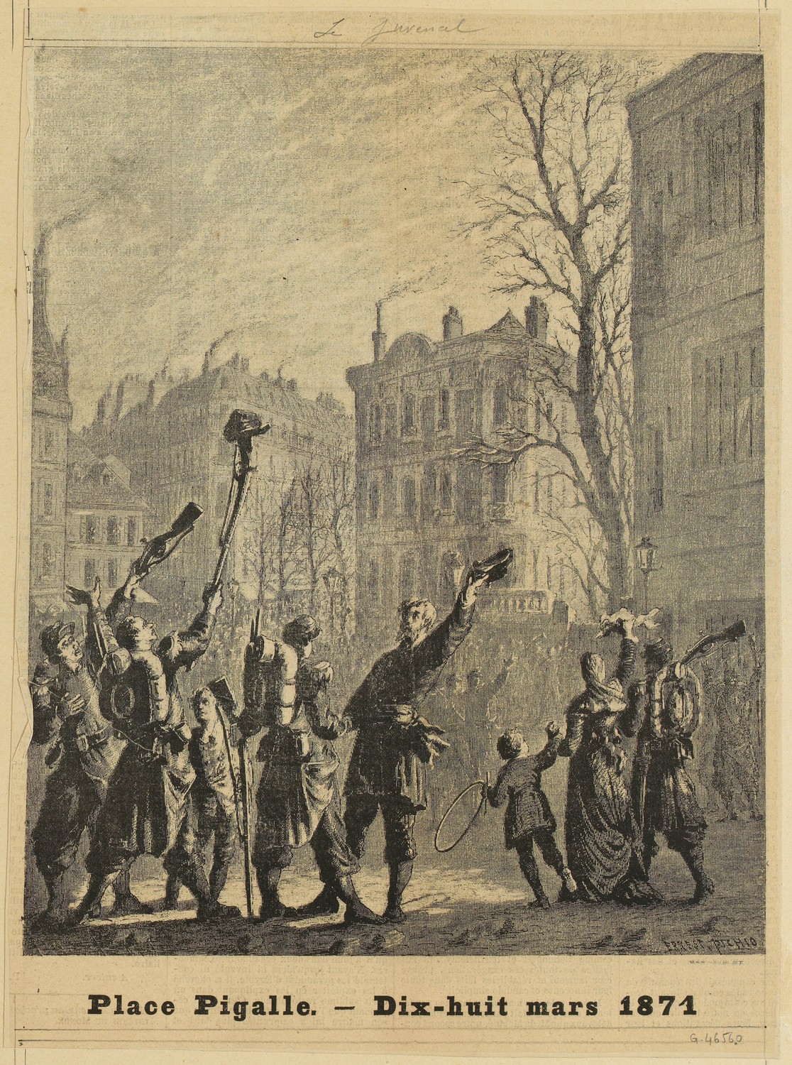 Place Pigalle. - Dix-huit mars 1871 gravure d'après dessin de Ernest Pichio (CC0 Paris Musées / Musée Carnavalet - Histoire de Paris)