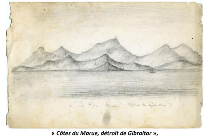Crayon, papier, 15, 5 x23,5 cm, Signé et daté, à gauche E.Giffault 28 juin 1872 (Archives d’Indre-et-Loire, fonds  Patrick Fonteneau)