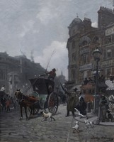 Jules Héreau Scène animée au centre de Londres (v. 1872-1874)