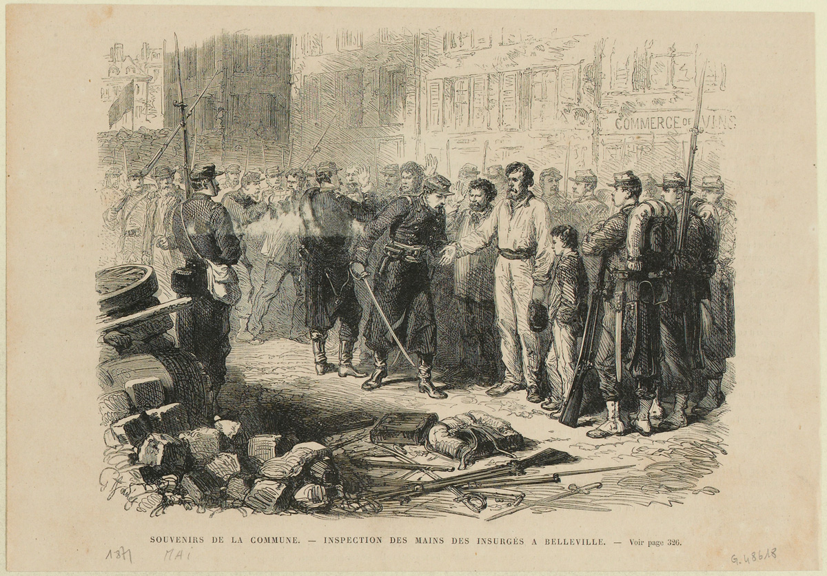 Inspection des mains des insurgés à Belleville  (source : © Musée Carnavalet – Histoire de Paris)