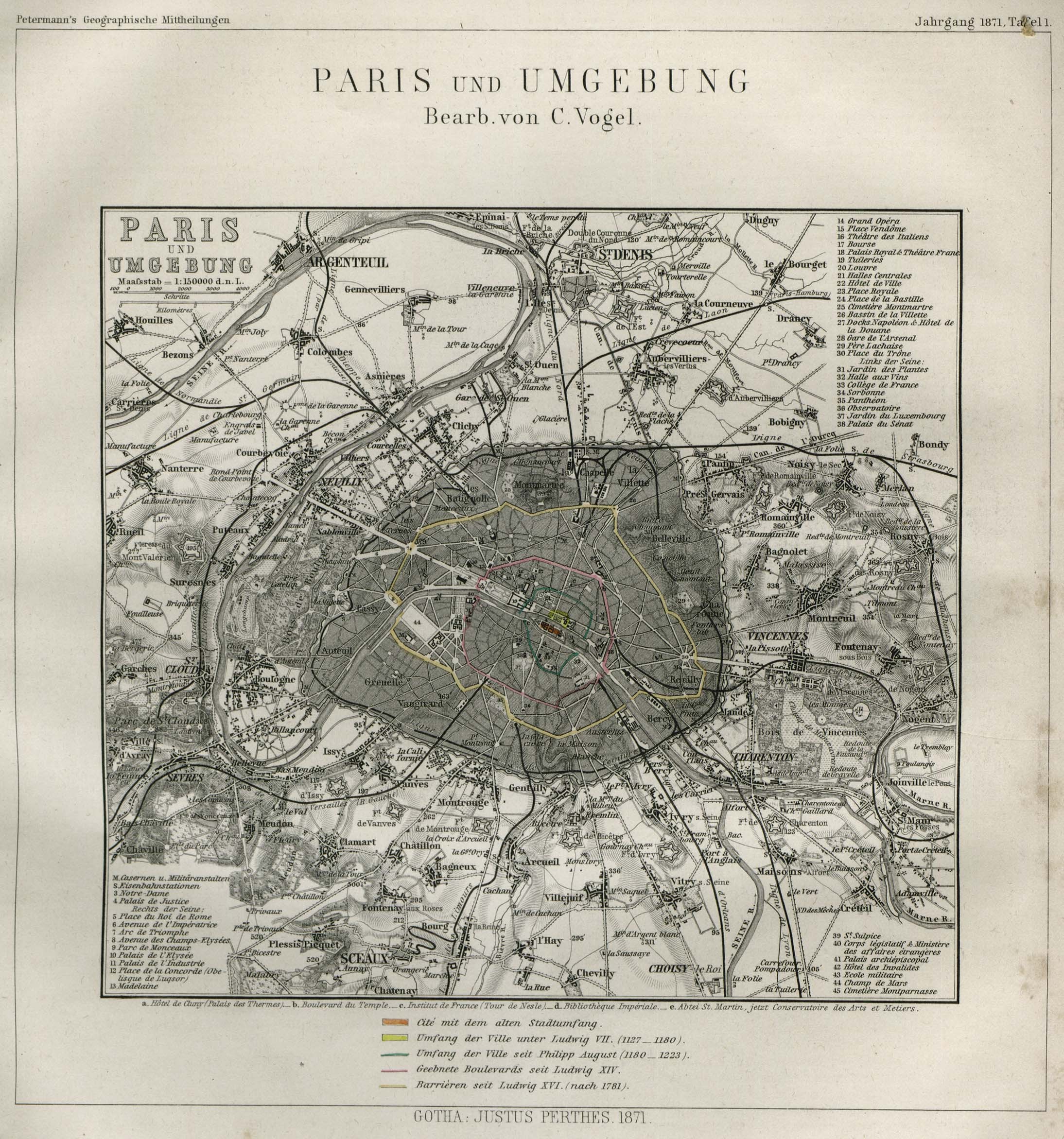 Carte de Paris et alentours prussienne de 1871 (source : gallica.bnf.fr)