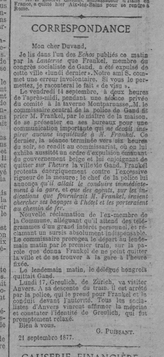 La Lanterne, journal politique du 23 septembre 1877