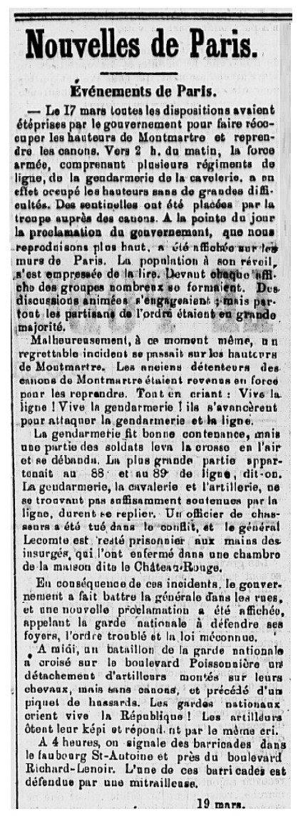 Le Publicateur des Côtes-du-Nord 23 mars 1871