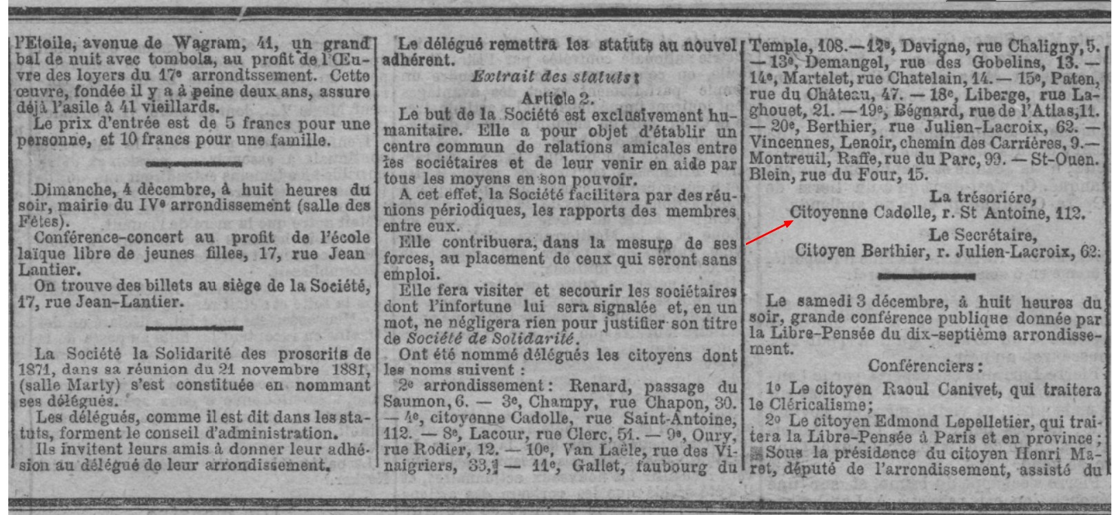 Extratit du journal Le Radical du 3 décembre 1881