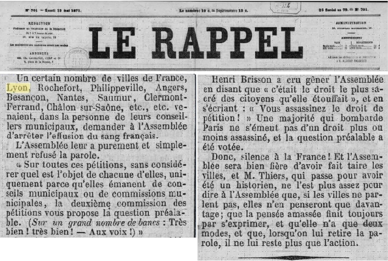 Le Rappel du 15 mai 1871 (Source : gallica.bnf.fr)