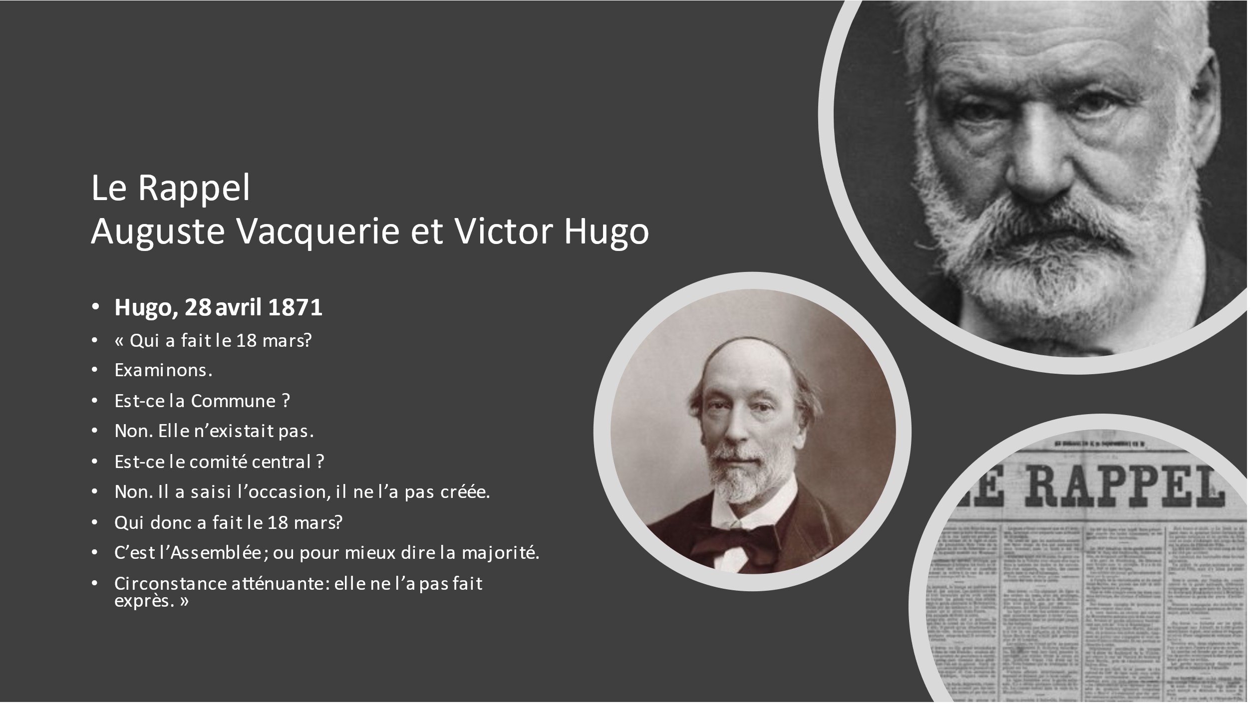 "Le Rappel" d’Auguste Vacquerie, proche et admirateur de Victor Hugo