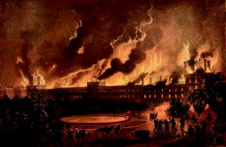 Les Tuileries incendiées, dans Léon Sabatier et Albert Adam, Paris et ses ruines, 1873  (source : © Musée Carnavalet – Histoire de Paris)