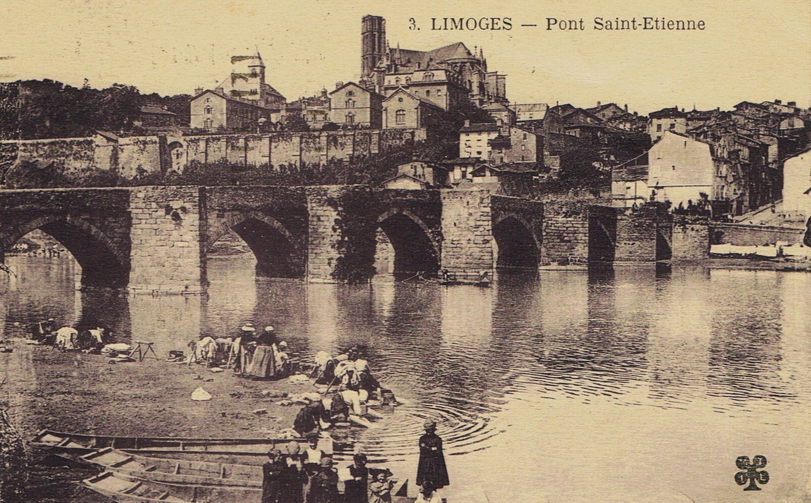 Limoges, pont Saint-Étienne - Carte postale ancienne vers 1890