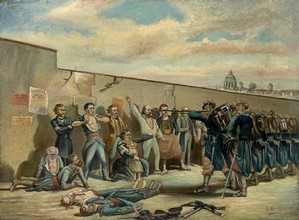 Peloton d'exécution, le Mur des Fédérés, 28 mai 1871. Huile sur toile de E. Bousseau