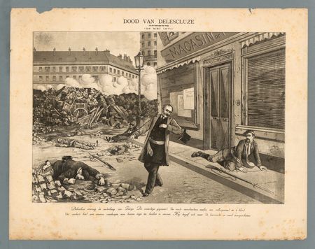 Charles Delescluze a trouvé une mort volontaire sur une barricade, place du Château-d'Eau, à Paris, le 25 mai 1871