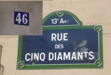 Plaque rue des Cinq Diamants