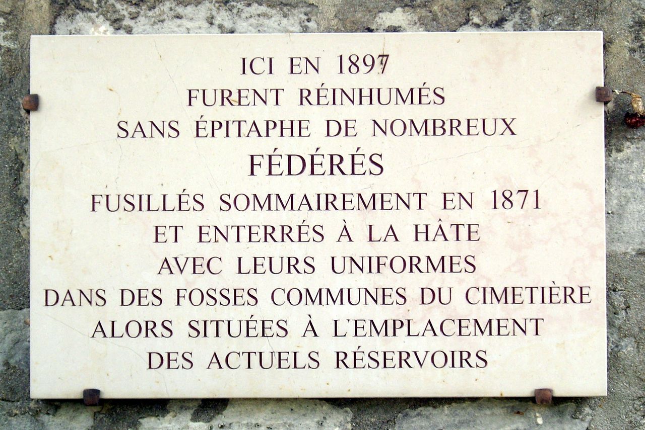 Plaque des Fédérés du cimetière de Charonne - Paris 20ème