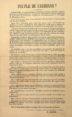 Proclamation de la « Commune centrale de l’arrondissement de Narbonne », 30 mars 1871, signée de son « chef provisoire », Émile Dijeon.