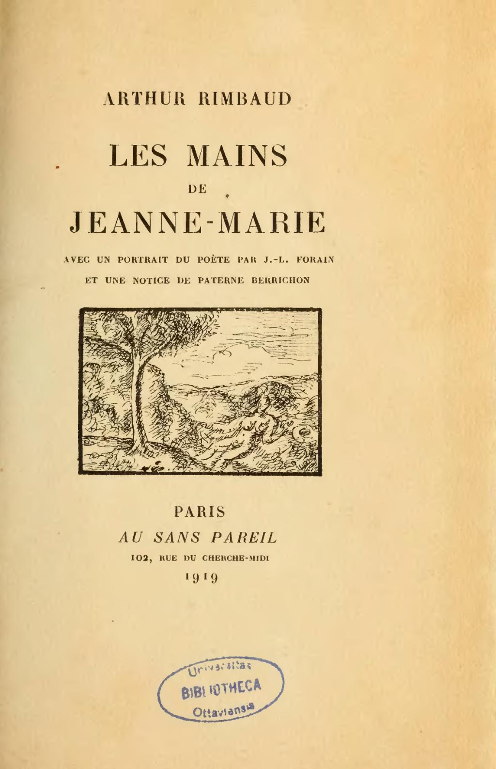 Rimbaud - Les Mains de Jeanne-Marie, 1919, éd. Berrichon.djvu