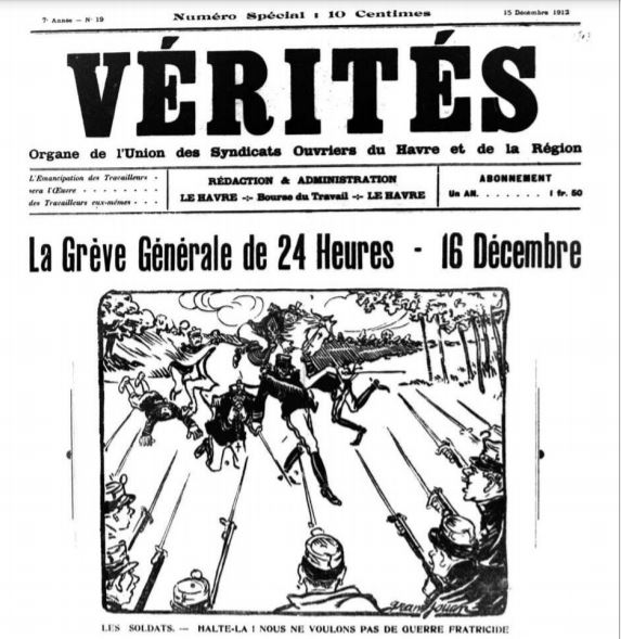 "Vérités" Organe de l'Union des Syndicats ouvriers du Havre et de sa région (15 décembre 1912)