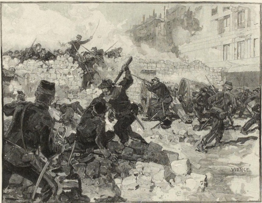 Prise d'une barricade, mai 1871 - dessin de Vierge