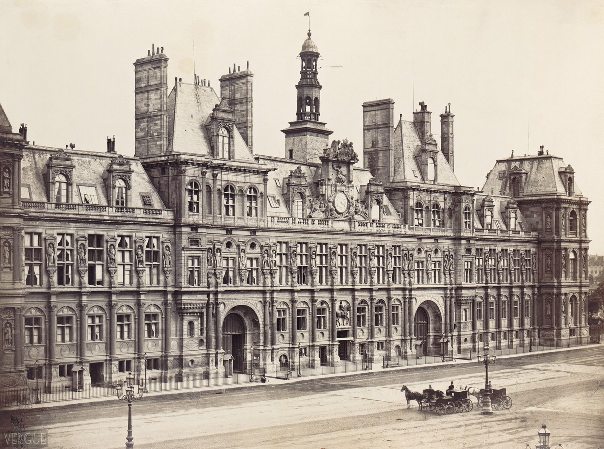Ancien Hôtel-de-Ville de Paris, Paris IVe. Circa 1865. Photographie de Charles Marville (Source BNF)
