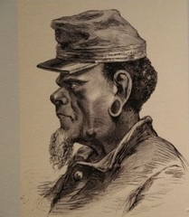 Portrait du chef Kanak Ataï - Gravure parue en première page du journal "Le Voleur" n°1109 du 4 octobre 1878. (Source : © Gravure : S.T. / Bibliothèque en ligne Gallica)