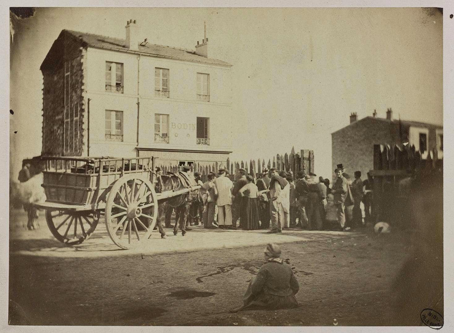 Barrage par l'armée prussienne à Montrouge, route d'Orléans
