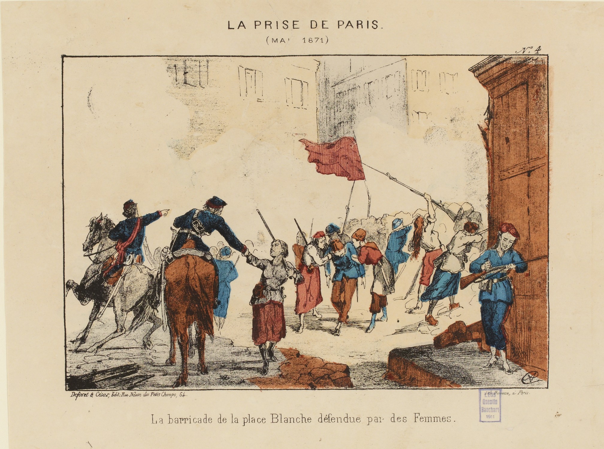 Semaine sanglante - Barricade de la place Blanche défendue par des femmes (Musée Carnavalet - Histoire de Paris)