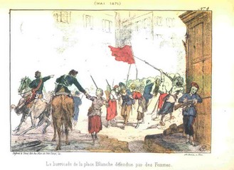 Commune de Paris 1871, barricade de la Place Blanche défendue par les femmes