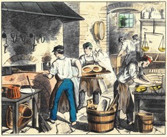 Boulangers vers 1880 (source : Was willst du werden?: Bilder aus dem Handwerkerleben, Éditeur Winckelmann, 1880 - Berlin)