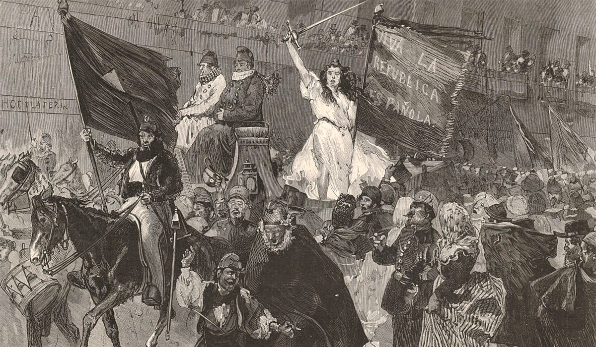 Espagnoles célébrant la première République d’Espagne – juillet 1873 (Le Monde Illustré / Daniel Vierge)