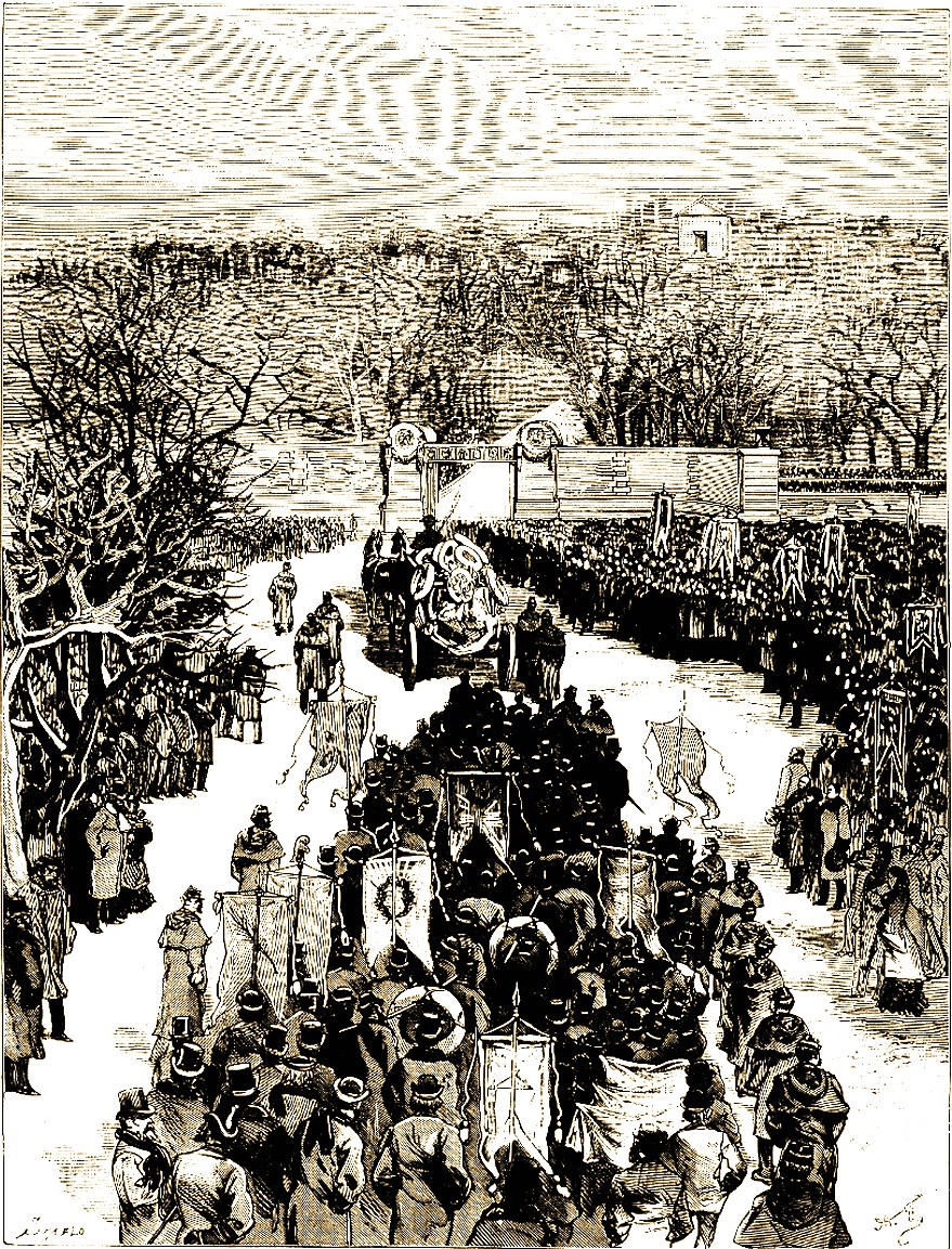 Funérailles de Blanqui, arrivée du cortège au Père-Lachaise (Source : Le Figaro du 6 janvier 1881)