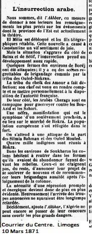 Courrier du Centre - Limoges 10 mars 1871