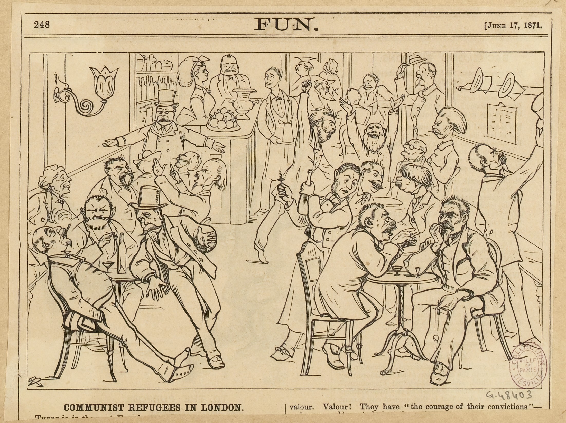 Réfugiés de la Commune à Londres (source : Fun du 17 juin 1871)