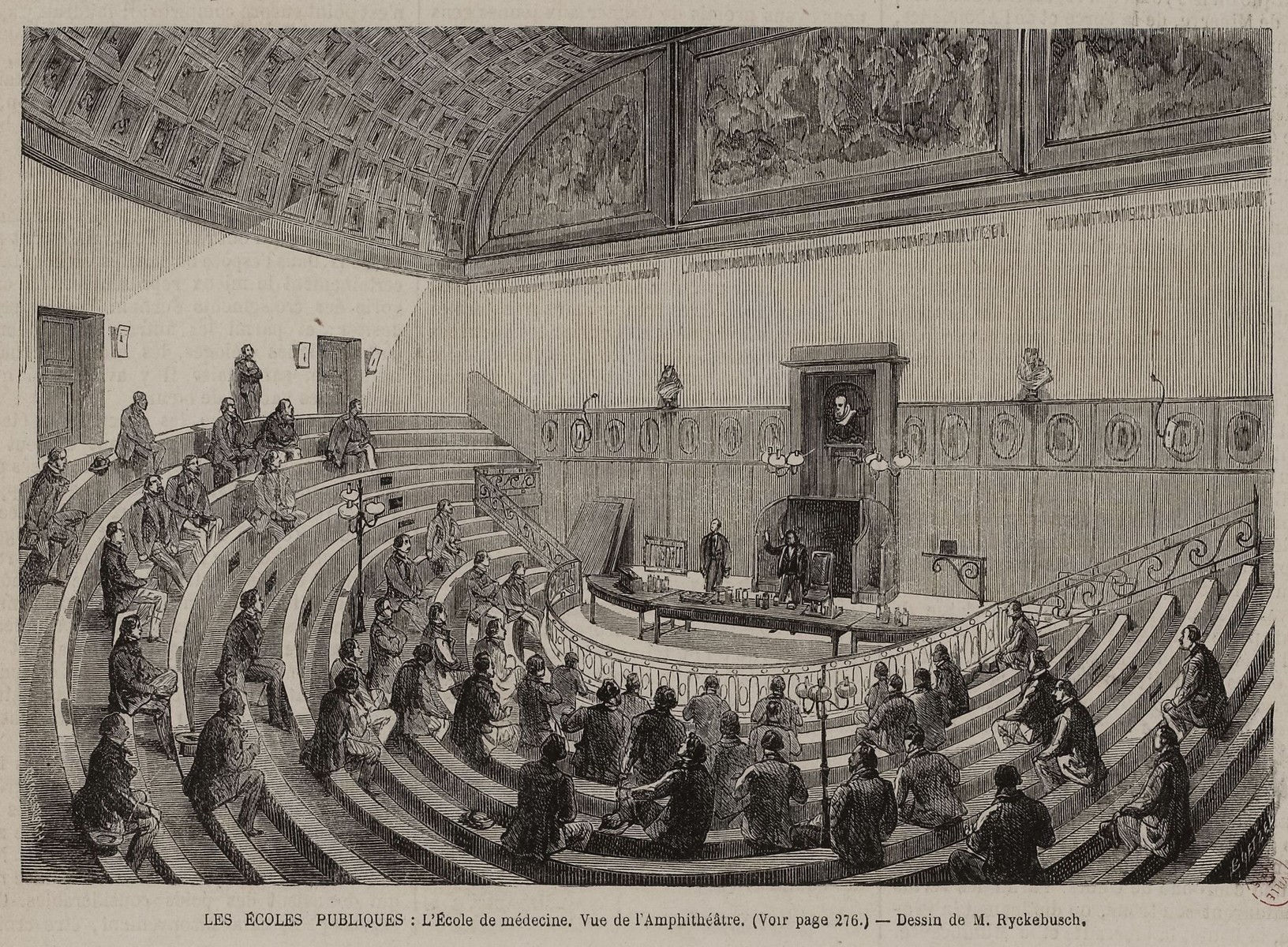 L'Amphithéâtre de l'Ecole de Médecine de Paris - Dessin de Ryckebusch (CC0 Paris Musées / Musée Carnavalet)