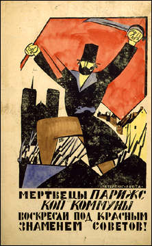 Les héros de la Commune de Paris ont ressuscité sous le drapeau rouge des Soviets, affiche de Vladimir Kozlinsky, 1921.