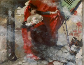 Théophile-Alexandre Steinlen (1859 - 1923), « Louise Michel sur les barricades le 18 mars 1871 » (1885) (Musée Petit Palais,  Genève)
