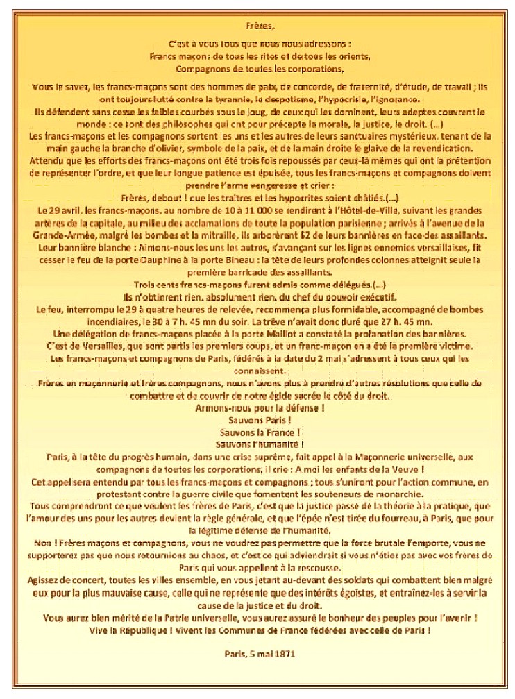 Manifeste des Francs-Maçons du 5 mai 1871