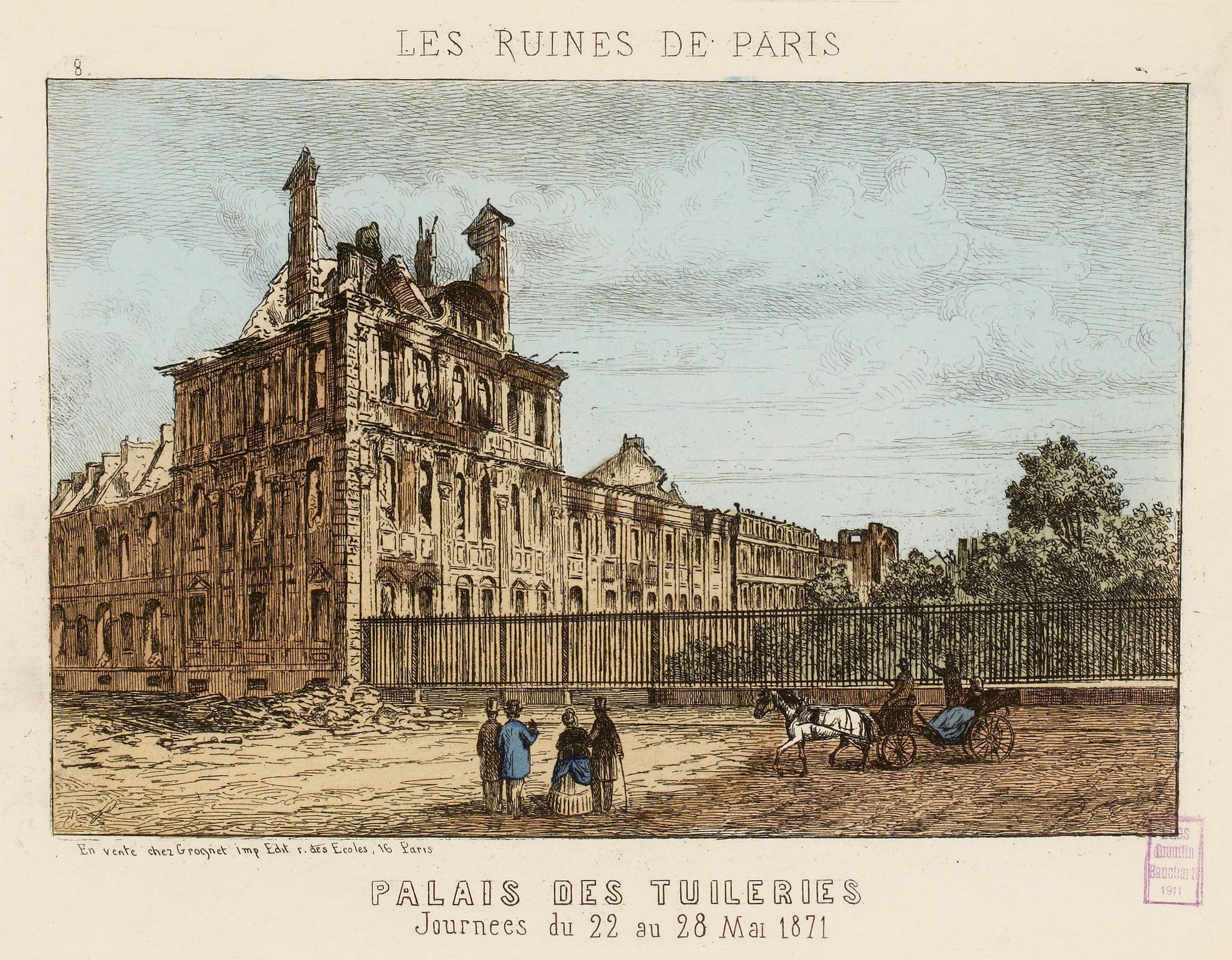 Les ruines de Paris/8/Palais des Tuileries, Journées du 22 au 28 Mai 1871.  Marks , Graveur Grognet, J. , Éditeur (CC0 Paris Musées / Musée Carnavalet - Histoire de Paris)