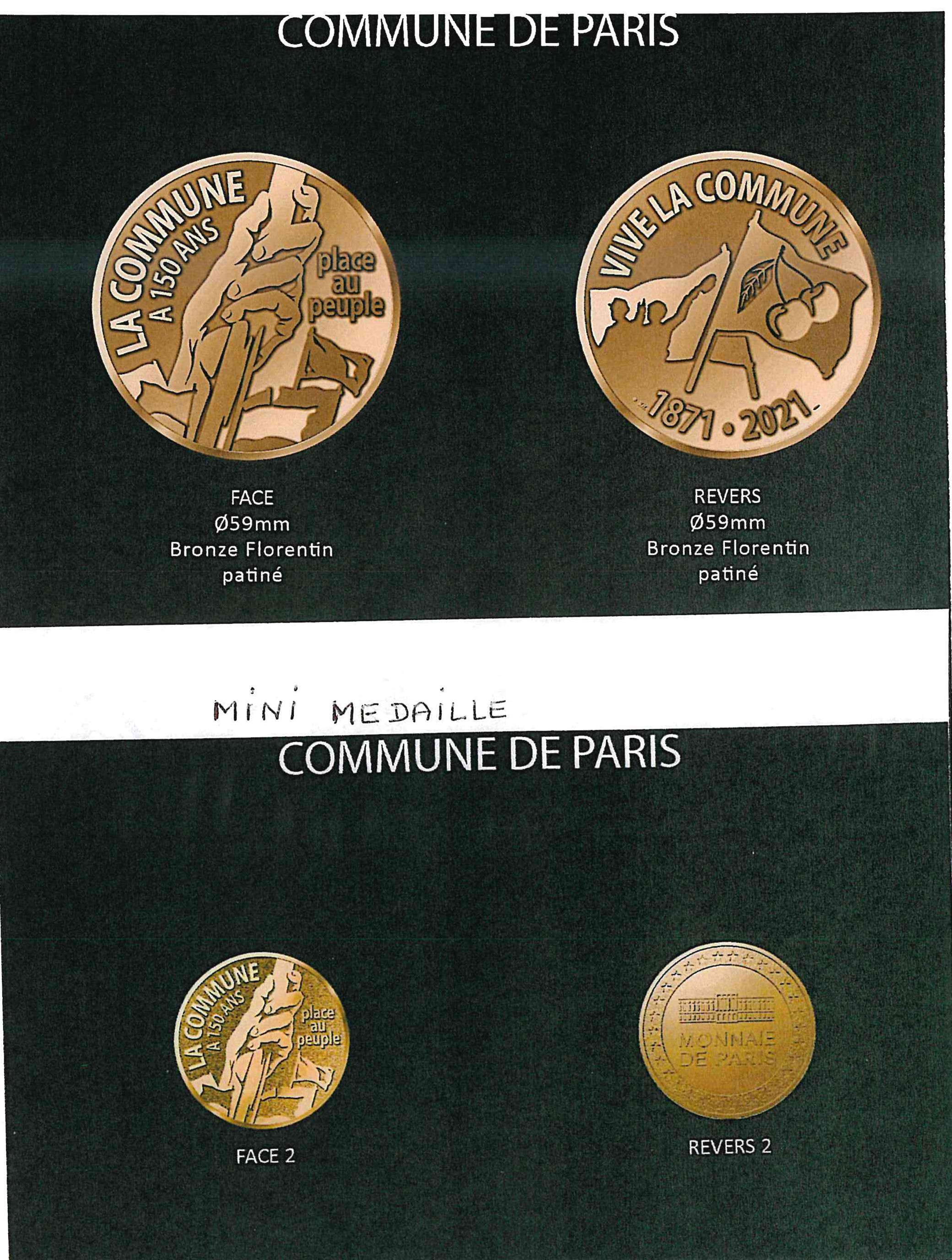 Médailles du 150ème anniversaire de la Commune de Paris 1871
