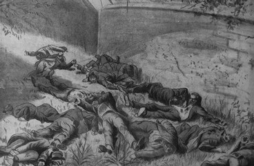Au Mur des Fédérés, dessin de Denis Desroches, 28 mai 1871