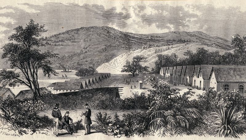 Nouvelle-Calédonie : vue générale du pénitencier de l'Île Nou (Source Gallica-BNF)